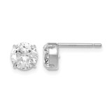 Rhodium-Plated 14K White Gold Cubic Zirconia Stud 6.0 mm Earrings, 6 mm Long