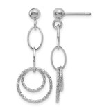 Rhodium-Plated 14K White Gold Hollow Post Dangle Earrings, 30 mm