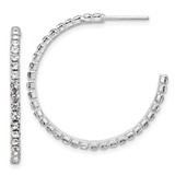 Silver-Tone 35 mm Crystal J-Hoop Post Earrings, 33.3 mm Long