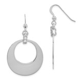 Sterling Silver Circle Drop French Wire Earrings with Cubic Zirconia