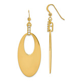 Sterling Silver Yellow Gold Plate Drop French Wire Earrings with Cubic Zirconia
