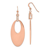 Sterling Silver Rose Gold Plate Drop French Wire Earrings with Cubic Zirconia