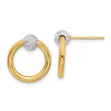 14K Two-Tone Gold Diamond-Cut Hoop Post Dangle Earrings, 15.3 mm