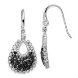Sterling Silver Rhodium-Plated Black & White Cubic Zirconia Scattered Dangle French Wire Earrings