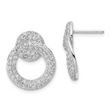 Rhodium-Plated Silver White Cubic Zirconia Swirl Dangle Earrings