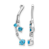 Rhodium-Plated 14K White Gold 0.011ct Diamond and Blue Topaz Dangle Earring Jackets, 23 mm