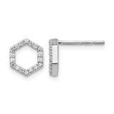 Rhodium-Plated True Origin 14K White Gold 0.204ct Lab-Grown Diamond Hexagon Stud Earrings, 13 mm