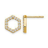 True Origin 14K Yellow Gold 0.504ct Lab-Grown Diamond Hexagon Stud Earrings, 13 mm