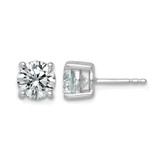 Rhodium-Plated 14K White Gold 2.5ct Lab-Grown Diamond Round Four Prong Heavyweight Stud Earrings, 7 mm - EM1006-250C-WLD
