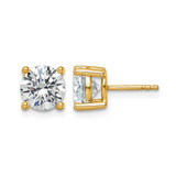 14K Yellow Gold 3ct Lab-Grown Diamond Round Four Prong Heavyweight Stud Earrings, 7.25 mm - EM1006-300C-LG