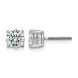 Rhodium-Plated 14K White Gold 3ct Lab-Grown Diamond Round Four Prong Screwback Heavyweight Stud Earrings, 7.25 mm - EM1006S-300C-WLD