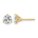 14K Yellow Gold 2.5ct Lab-Grown Diamond Round Three Prong Stud Earrings, 7 mm - EM1007-250C-LD