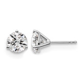 Rhodium-Plated 14K White Gold 3ct Lab-Grown Diamond Round Three Prong Stud Earrings, 7.25 mm - EM1007-300-WLD