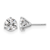 Rhodium-Plated 14K White Gold 4ct Lab-Grown Diamond Round Three Prong Stud Earrings, 8.1 mm - EM1007-400-WLD