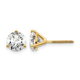 14K Yellow Gold 2ct Lab-Grown Diamond Round Three Prong Screwback Stud Earrings, 6.5 mm