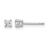 Rhodium-Plated True Origin 14K White Gold 0.2ct Lab-Grown Diamond Round Four Prong Heavy Weight Stud Earrings, 3 mm