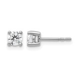 Rhodium-Plated True Origin 14K White Gold 0.54ct Lab-Grown Diamond Round Four Prong Heavy Weight Stud Earrings, 4 mm