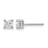 Rhodium-Plated True Origin 14K White Gold 1.4ct Lab-Grown Diamond Round Four Prong Heavy Weight Stud Earrings, 4.5 mm