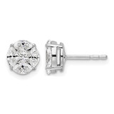 Rhodium-Plated 14K White Gold 0.987ct Lab-Grown Diamond Round and Marquise Halo Stud Earrings, 7.55 mm
