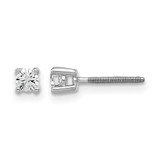 Rhodium-Plated True Origin 14K White Gold 0.2ct Lab-Grown Diamond Round Four Prong Heavy Weight Screw Back Stud Earrings, 3 mm