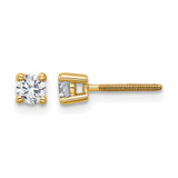 True Origin 14K Yellow Gold 0.32ct Lab-Grown Diamond Round Four Prong Heavy Weight Screw Back Stud Earrings, 4 mm
