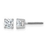 Rhodium-Plated True Origin 14K White Gold 0.72ct Lab-Grown Diamond Round Four Prong Heavy Weight Screw Back Stud Earrings, 5 mm