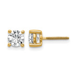 True Origin 14K Yellow Gold 1.02ct Lab-Grown Diamond Round Four Prong Heavy Weight Screw Back Stud Earrings, 6 mm