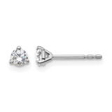Rhodium-Plated True Origin 14K White Gold 0.24ct Lab-Grown Diamond Round Three Prong Heavy Weight Stud Earrings, 3 mm