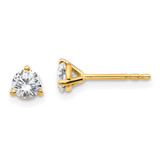 True Origin 14K Yellow Gold 0.48ct Lab-Grown Diamond Round Three Prong Heavy Weight Stud Earrings, 4 mm