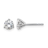 Rhodium-Plated True Origin 14K White Gold 1.04ct Lab-Grown Diamond Round Three Prong Heavy Weight Stud Earrings, 5 mm