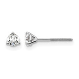 Rhodium-Plated True Origin 14K White Gold 0.24ct Lab-Grown Diamond Round Three Prong Heavy Weight Screw Back Stud Earrings, 3.2 mm Long