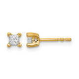 14K Yellow Gold 0.296ct Lab-Grown Diamond Princess 4 Prong Heavy Wt. Stud Earrings, 3 mm