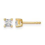 14K Yellow Gold 0.5ct Lab-Grown Diamond Princess Four Prong Stud Earrings, 3.5 mm - EM1018-050-LD