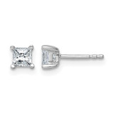Rhodium-Plated 14K White Gold 0.72ct Lab-Grown Diamond Princess Four Prong Stud Earrings, 3.9 mm - EM1018-075-WLD