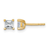 14K Yellow Gold 0.72ct Lab-Grown Diamond Princess Four Prong Stud Earrings, 3.9 mm - EM1018-075C-LG