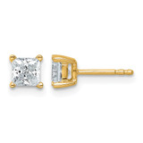 14K Yellow Gold 1.035ct Lab-Grown Diamond Princess Four Prong Stud Earrings, 4.4 mm - EM1018-100-LG