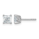 Rhodium-Plated 14K White Gold 1.035ct Lab-Grown Diamond Princess Four Prong Stud Earrings, 4.4 mm - EM1018-100C-WLG