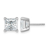 Rhodium-Plated 14K White Gold 5ct Lab-Grown Diamond Princess Four Prong Stud Earrings, 7.45 mm - EM1018-500-WLD