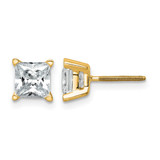 14K Yellow Gold 2.02ct Lab-Grown Diamond Princess Four Prong Screwback Stud Earrings, 5.5 mm