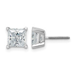 Rhodium-Plated 14K White Gold 3ct Lab-Grown Diamond Princess Four Prong Screwback Stud Earrings, 6.25 mm - EM1018S-300C-WLD