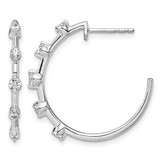 Rhodium-Plated 14K White Gold 0.442ct Lab-Grown Diamond C-Hoop Post Earrings, 24.9 mm