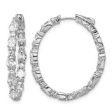 Rhodium-Plated 14K White Gold 5.27ct Lab-Grown Diamond Oval and Round In and Out Hoop Earrings - EM10589-WLD