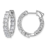 Rhodium-Plated 14K White Gold 4.08ct Lab-Grown Diamond Princess In and Out Hoop Earrings - EM10707-WLG