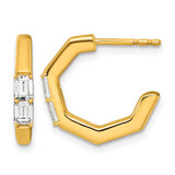 True Origin 14K Yellow Gold 0.501ct Lab-Grown Diamond C-Hoop Post Earrings, 14.8 mm