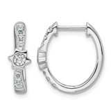 Rhodium-Plated True Origin 14K White Gold 0.404ct Lab-Grown Diamond Hinged Hoop Earrings, 16.1 mm