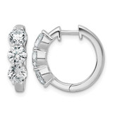 Rhodium-Plated True Origin 14K White Gold 3ct Lab-Grown Diamond Three Stone Hinged Hoop Earrings, 17.7 mm