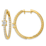 True Origin 14K Yellow Gold 3.147ct Lab-Grown Diamond Complet In and Out Hoop Earrings, 33.1 mm