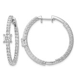 Rhodium-Plated True Origin 14K White Gold 3.147ct Lab-Grown Diamond Complet In and Out Hoop Earrings, 33.1 mm