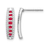 Rhodium-Plated 14K White Gold 0.3ct Lab-Grown Diamond and Lab-Created Ruby Fashion Post Drop Earrings, 17.8 mm