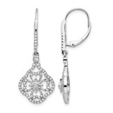 Rhodium-Plated 14K White Gold 0.556ct Lab-Grown Diamond Fashion Leverback Drop Earrings, 36.25 mm
